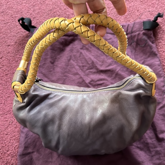 Charles David Purple Distressed Leather Handbag - Picture 3 of 14